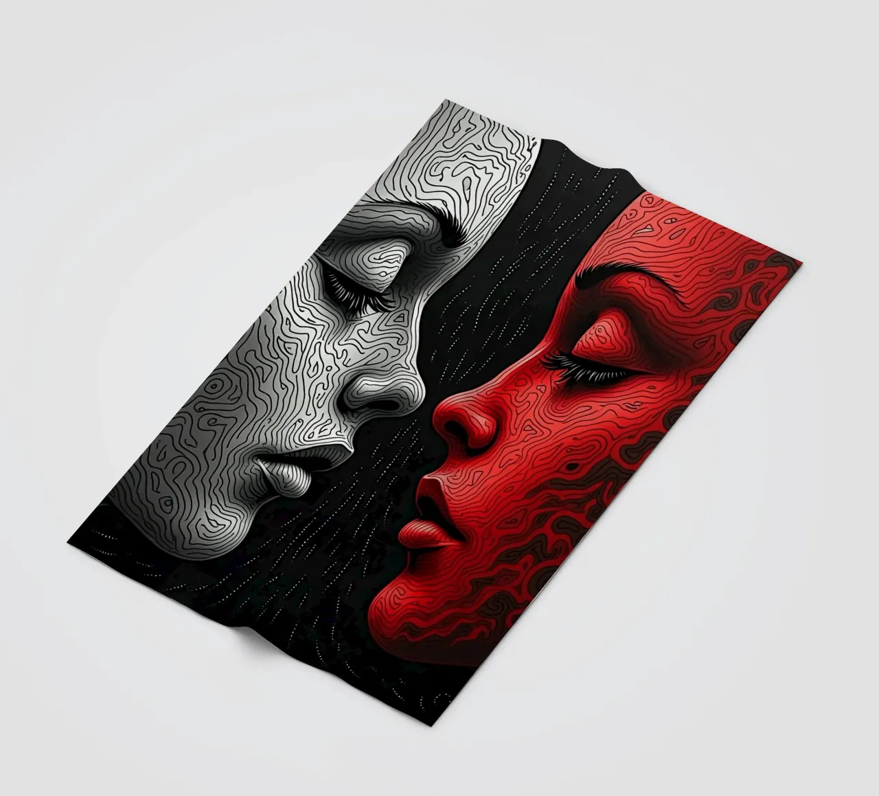 Immagine_specchio_rosso_3 coperta in pile da AI-Portraits by LK