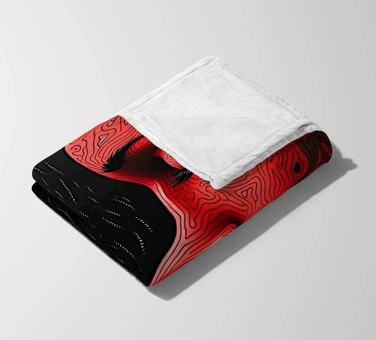 Immagine_specchio_rosso_3 coperta in pile da AI-Portraits by LK