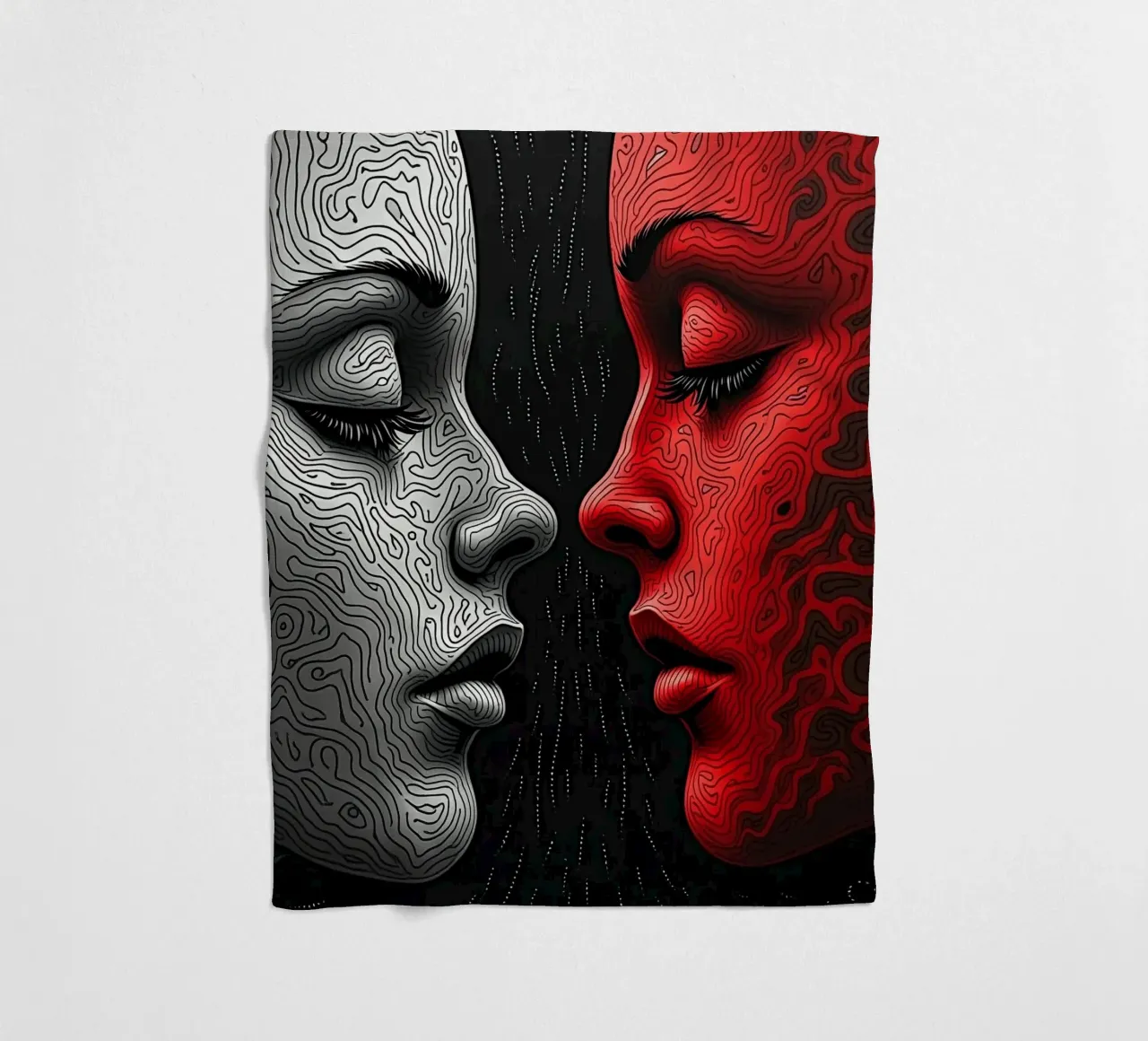 Immagine_specchio_rosso_3 coperta in pile da AI-Portraits by LK