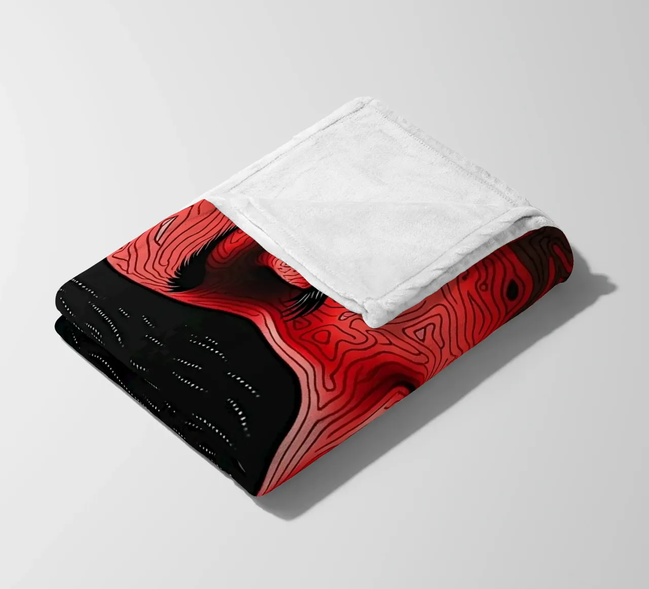 Immagine_specchio_rosso_3 coperta in pile da AI-Portraits by LK