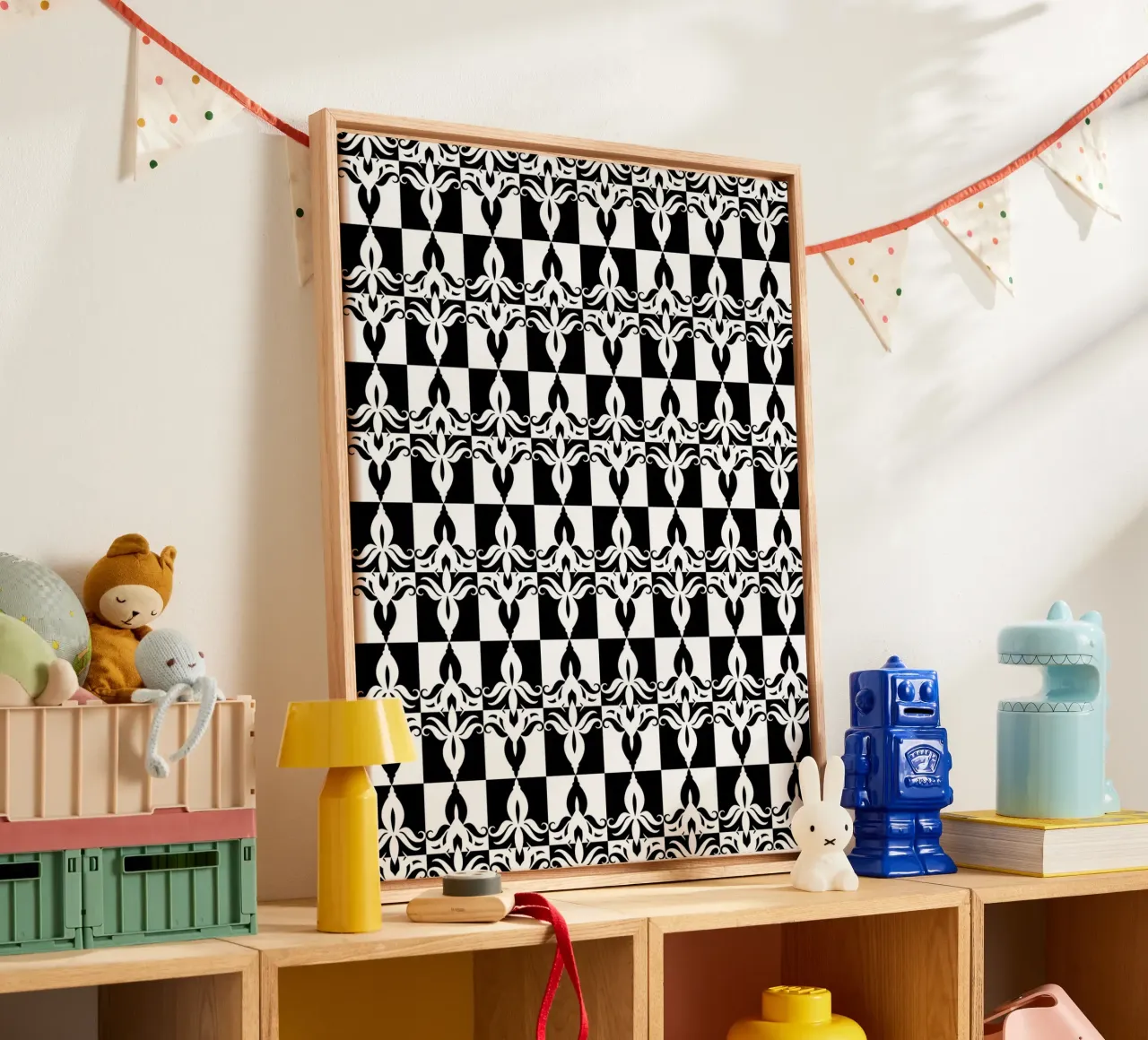 Repetitive pattern 32 canvas with Floater frame by Little Dean
