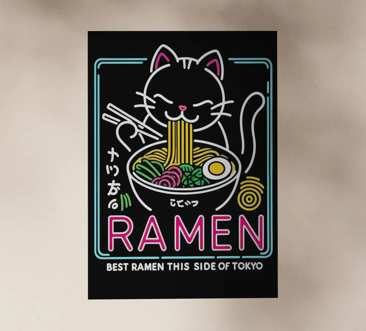 Neon Ramen Cat pellicola backlit da Nando Art