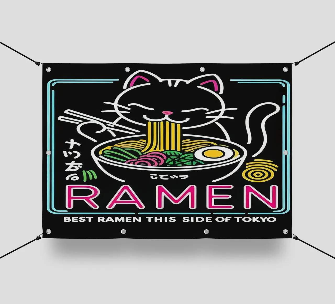 Neon Ramen Cat telo in pvc da Nando Art