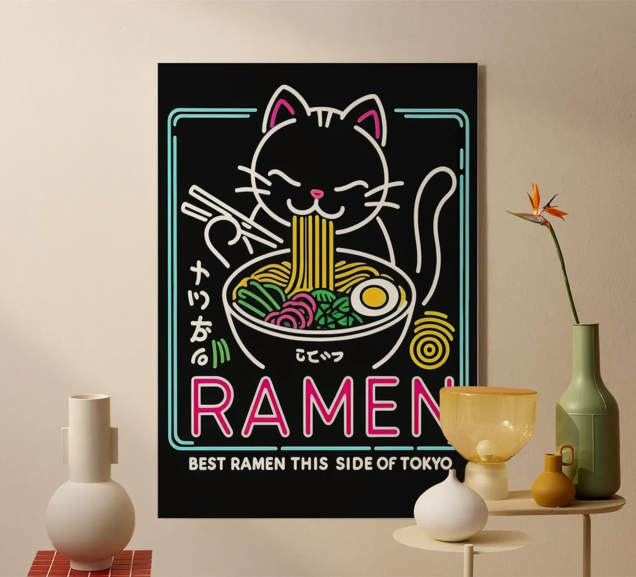 Neon Ramen Cat plexiglass da Nando Art