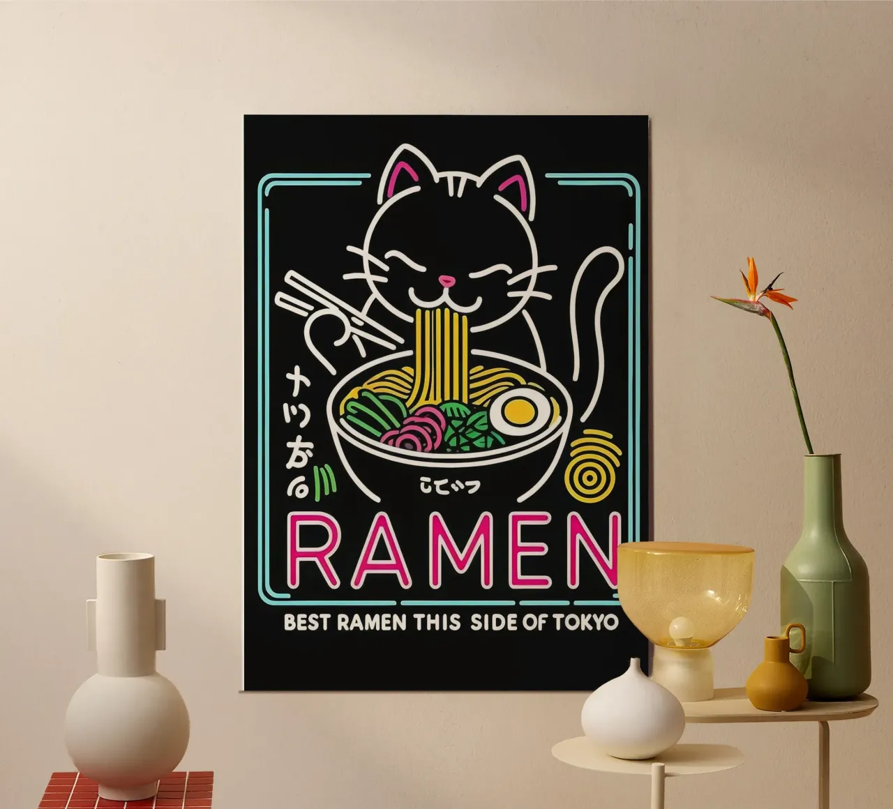 Neon Ramen Cat carta hahnemühle da Nando Art