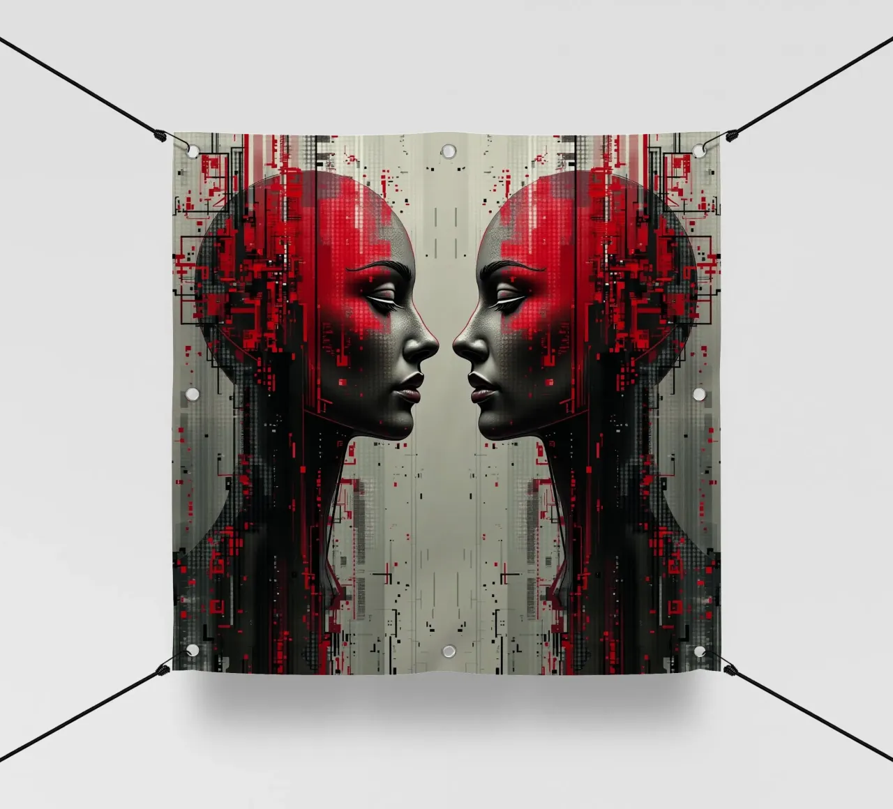 Immagine_specchio_rosso_4 telo in pvc da AI-Portraits by LK