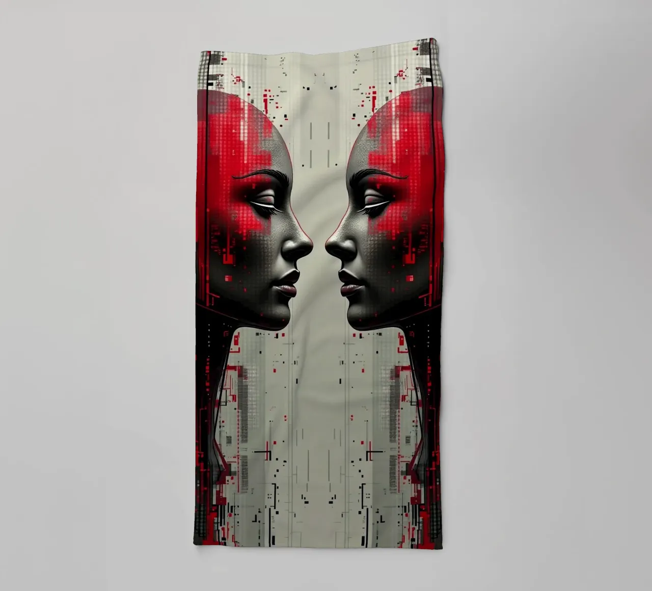 Mirror_image_red_4 towel by AI-Portraits by LK