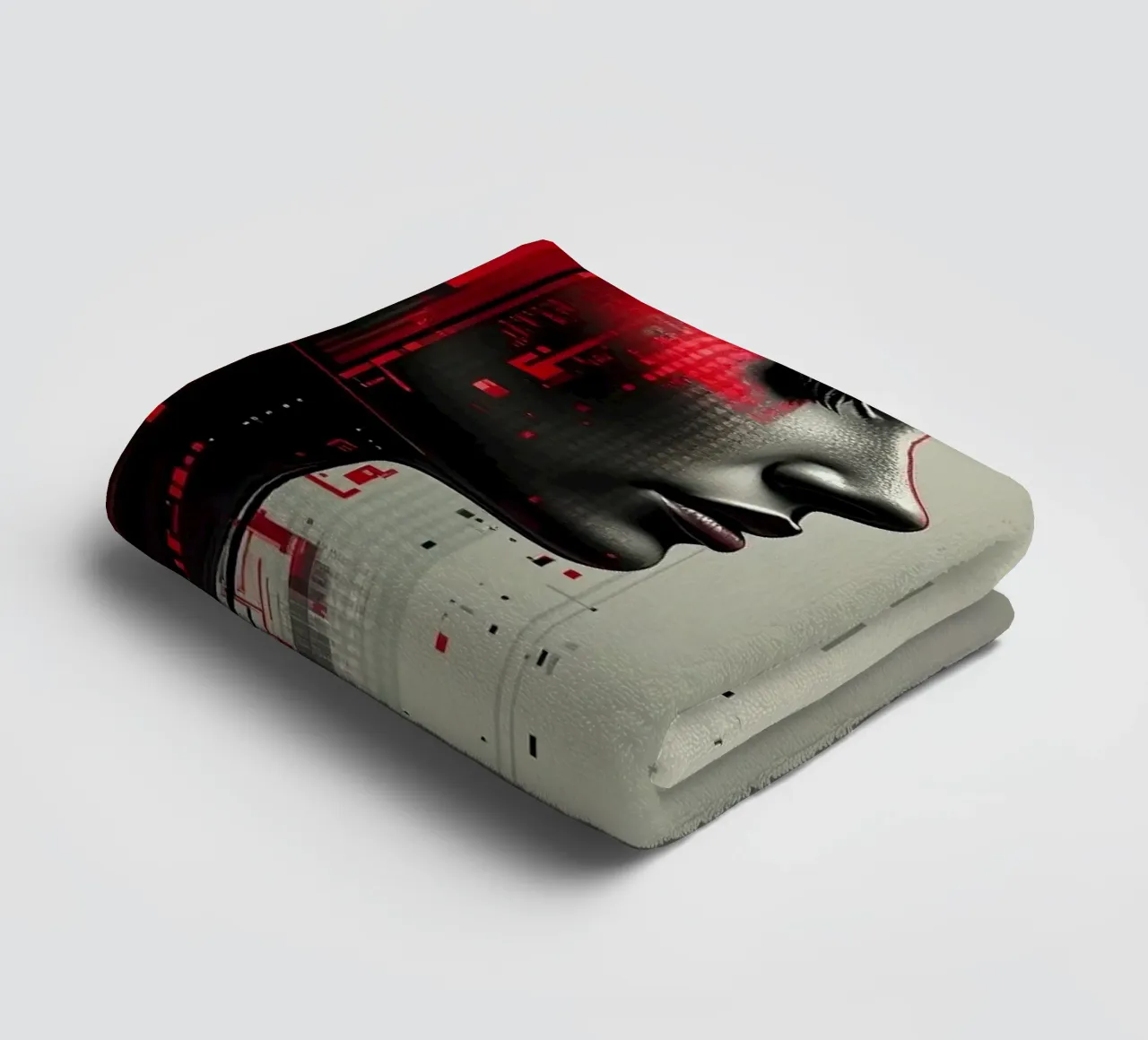 Mirror_image_red_4 towel by AI-Portraits by LK