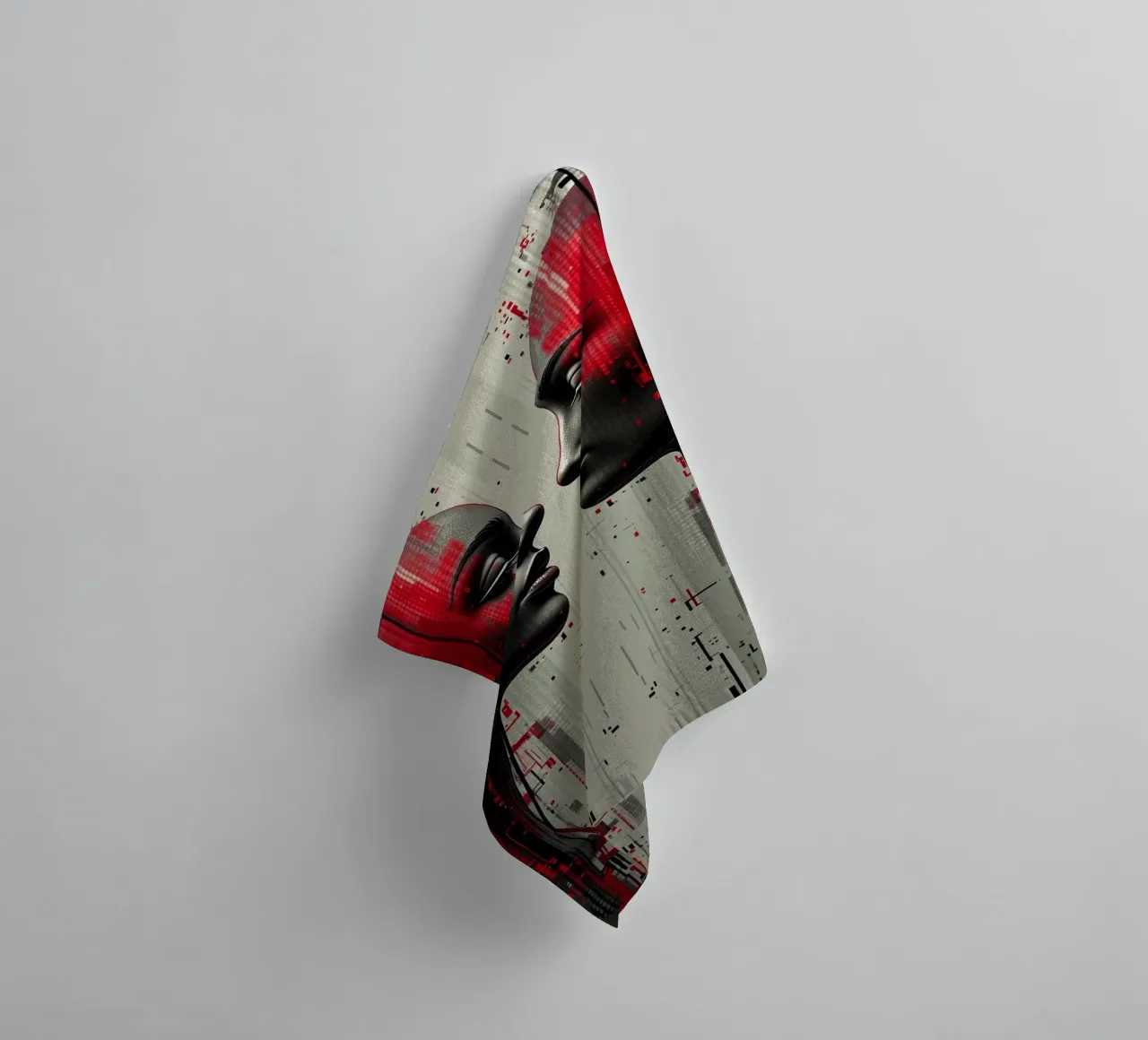 Mirror_image_red_4 towel by AI-Portraits by LK