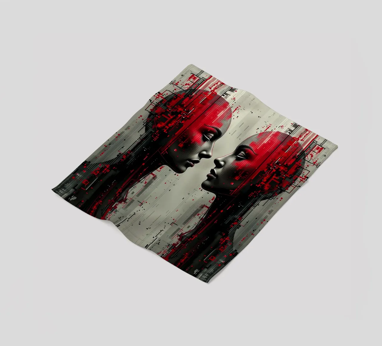Immagine_specchio_rosso_4 coperta in pile da AI-Portraits by LK