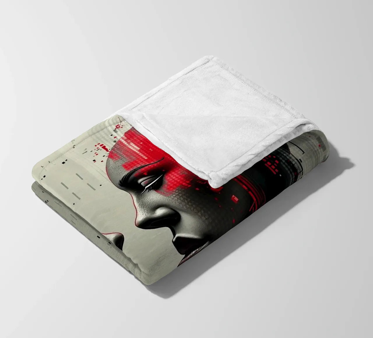 Immagine_specchio_rosso_4 coperta in pile da AI-Portraits by LK