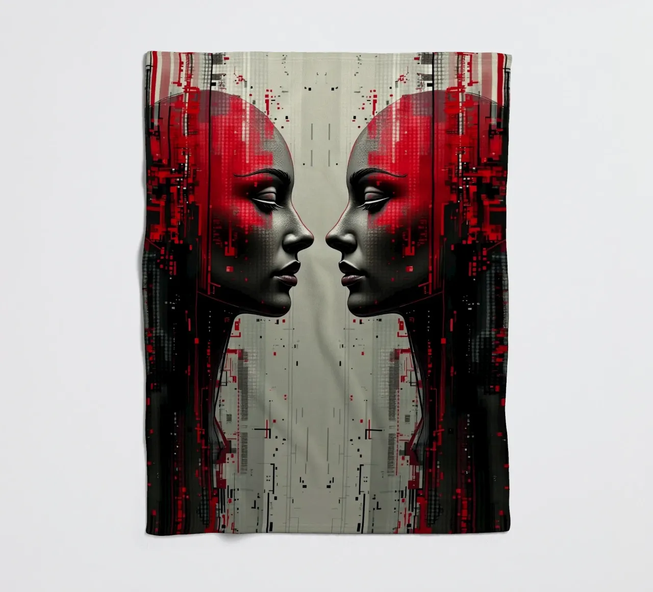 Immagine_specchio_rosso_4 coperta in pile da AI-Portraits by LK