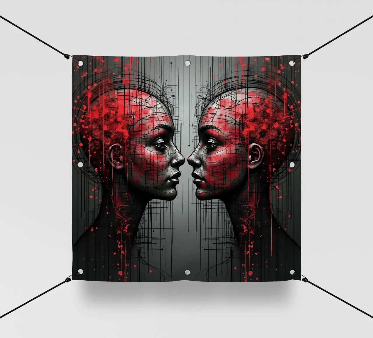 Immagine_specchio_rosso_5 telo in pvc da AI-Portraits by LK