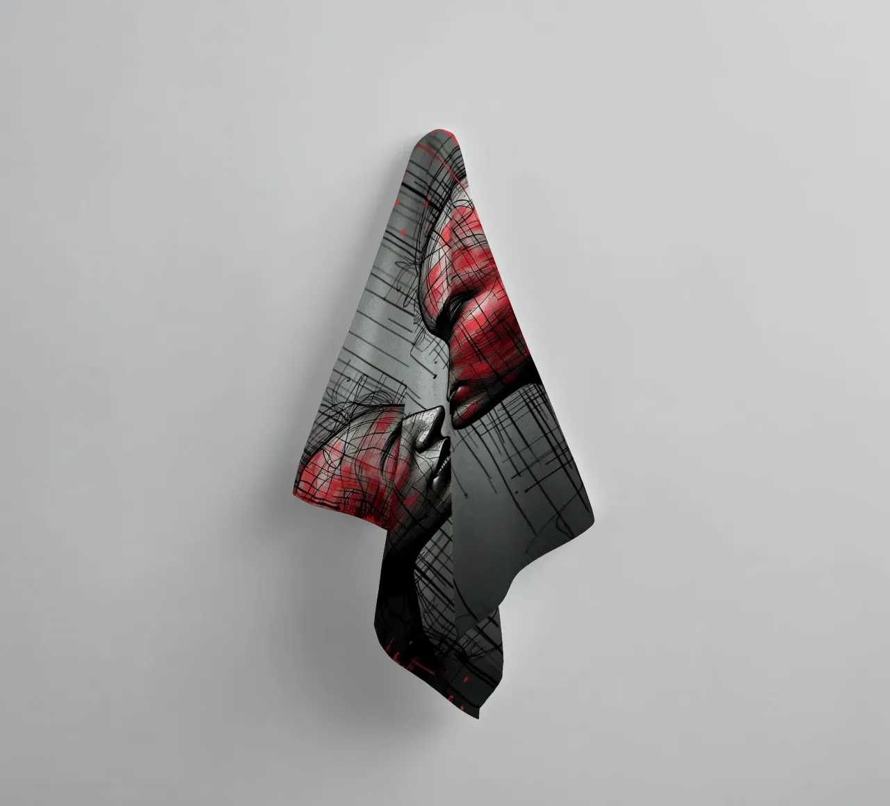 Mirror_image_red_5 towel by AI-Portraits by LK