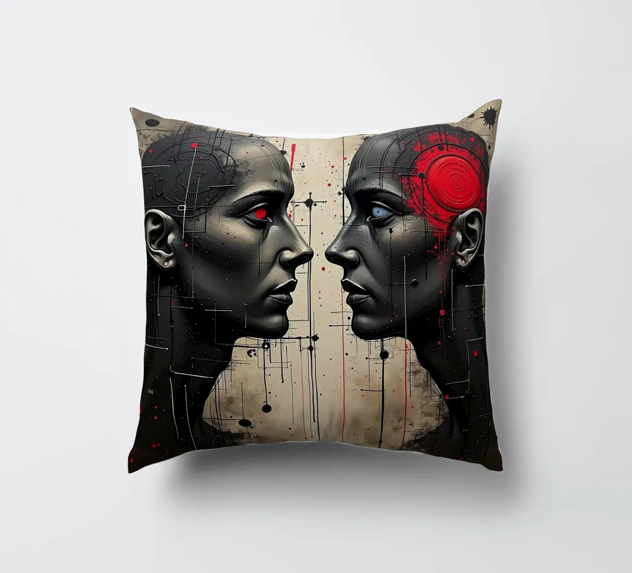Immagine_specchio_rosso_6 cuscino da AI-Portraits by LK