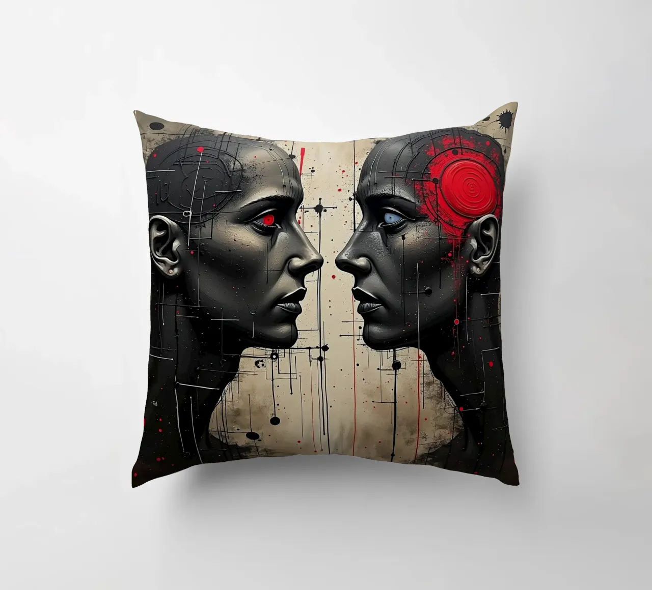 Immagine_specchio_rosso_6 cuscino da AI-Portraits by LK