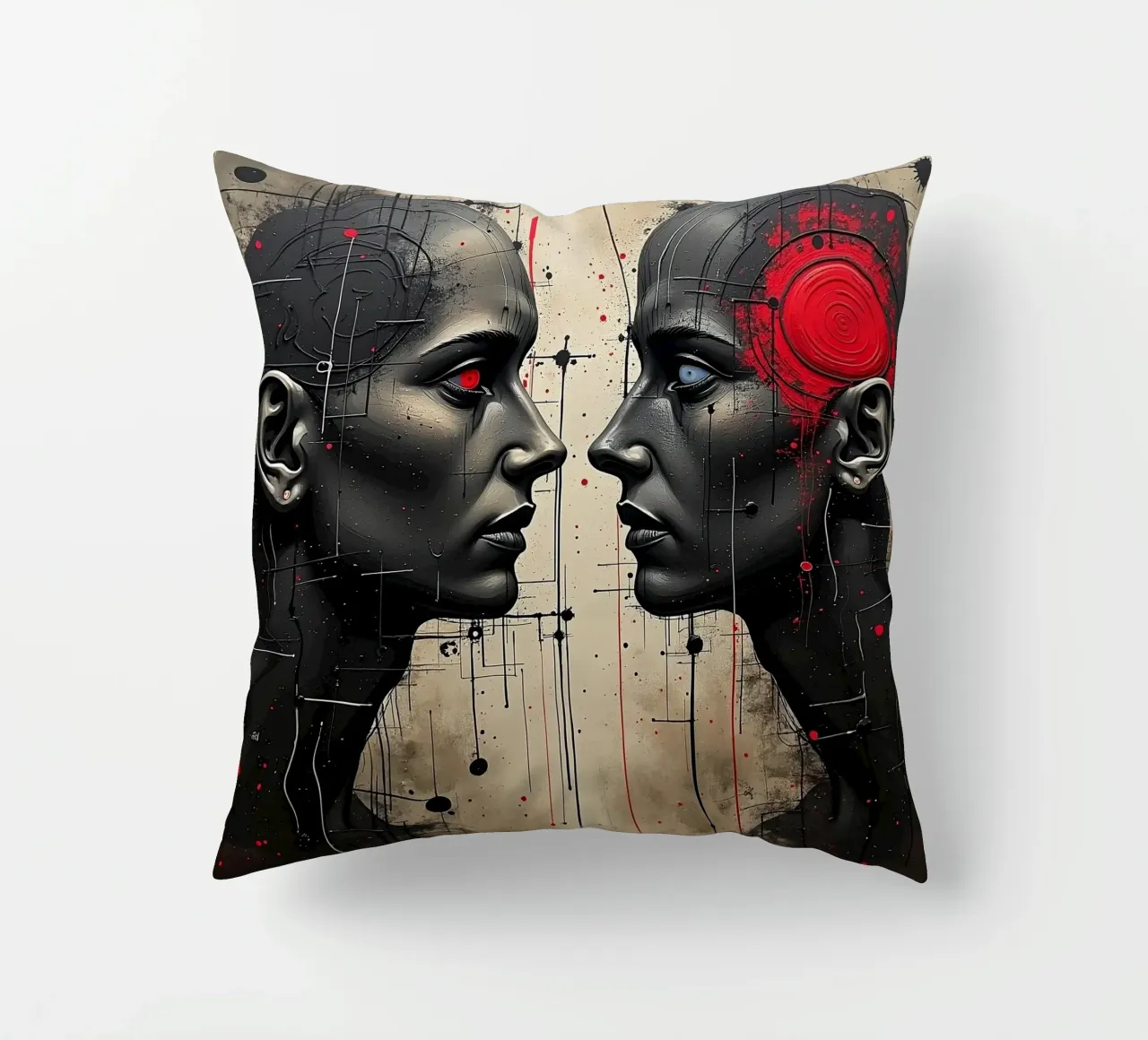 Immagine_specchio_rosso_6 cuscino da AI-Portraits by LK