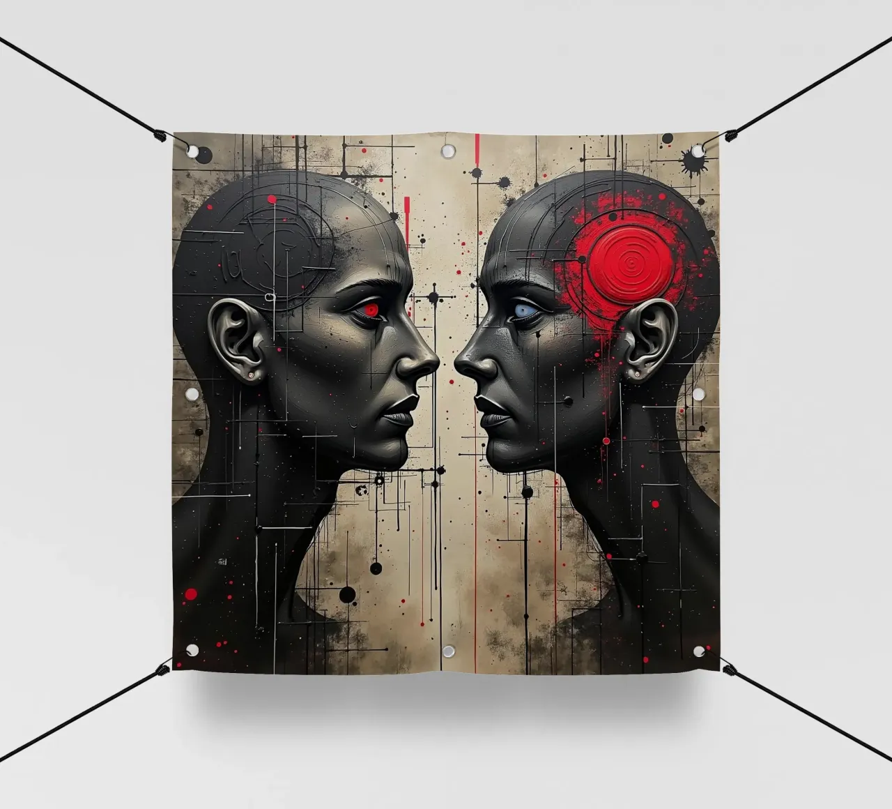 Immagine_specchio_rosso_6 telo in pvc da AI-Portraits by LK