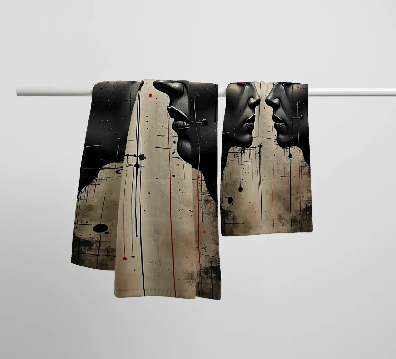 Mirror_image_red_6 towel by AI-Portraits by LK