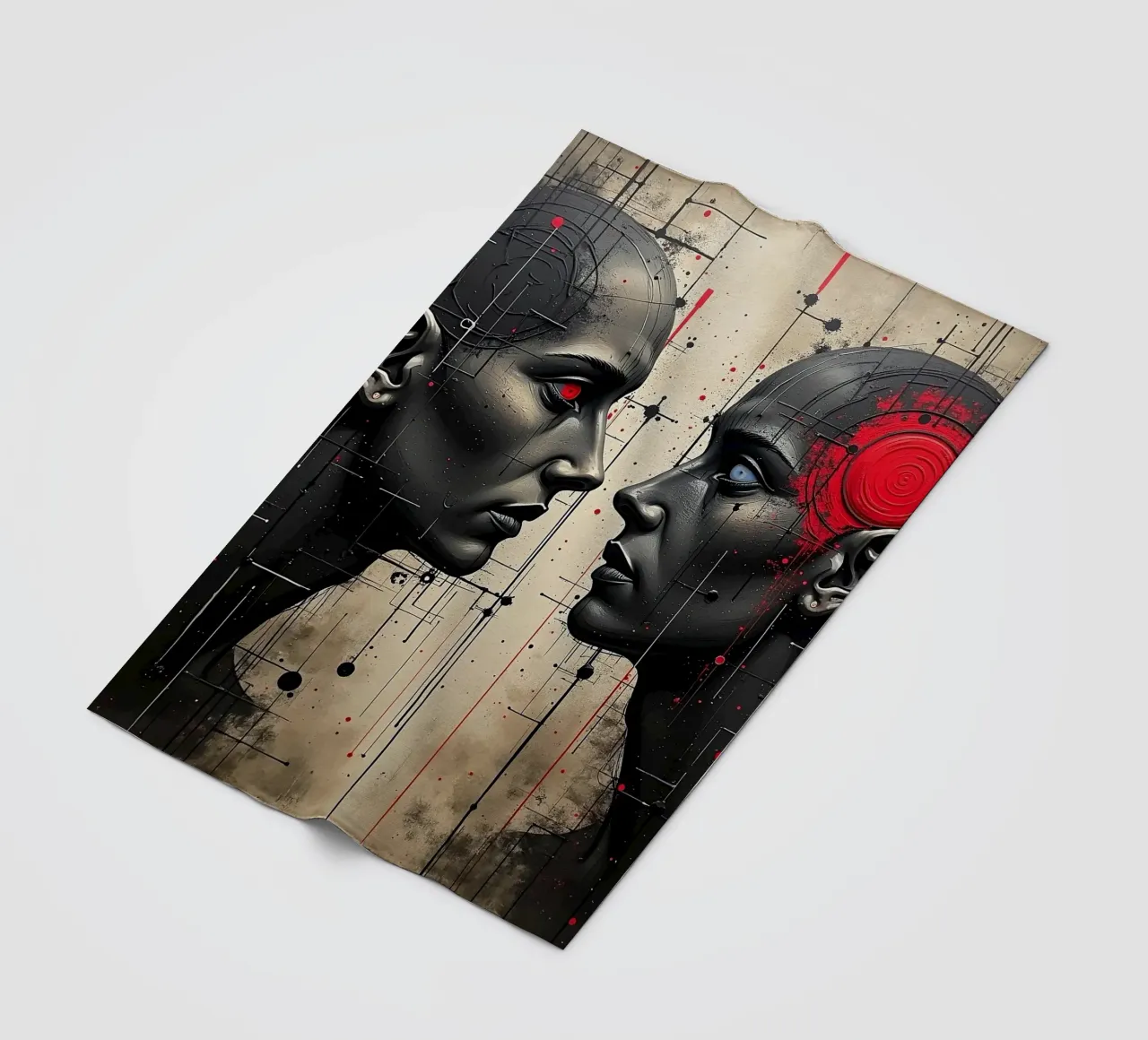 Immagine_specchio_rosso_6 coperta in pile da AI-Portraits by LK