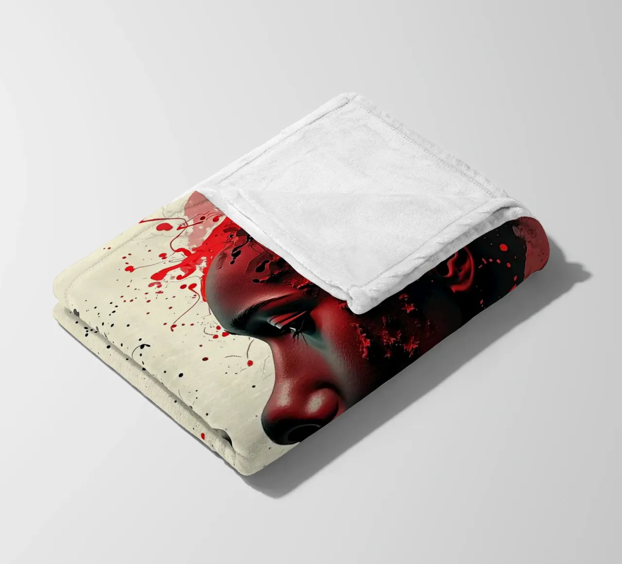 Immagine_specchio_rosso_7 coperta in pile da AI-Portraits by LK