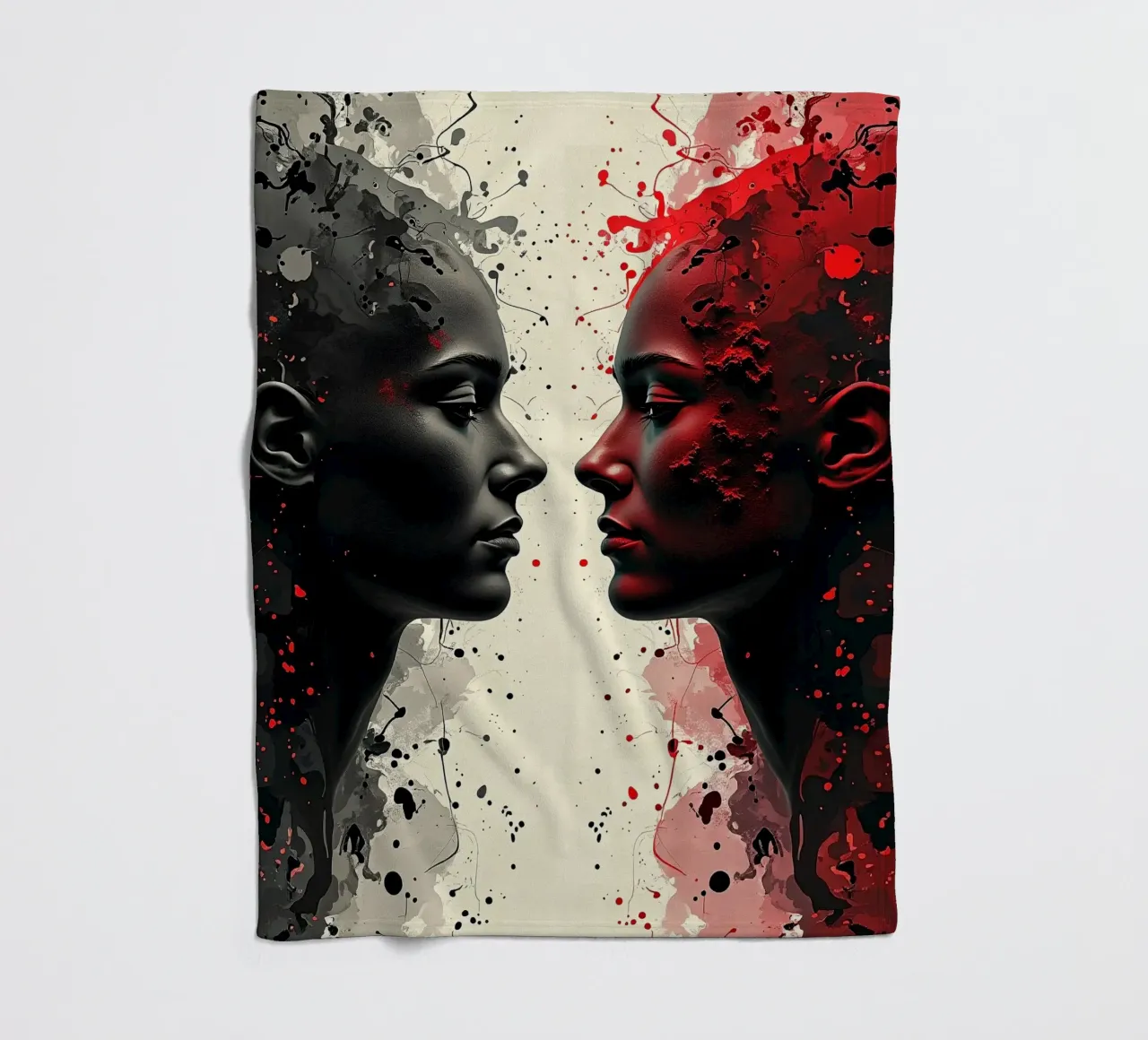 Immagine_specchio_rosso_7 coperta in pile da AI-Portraits by LK
