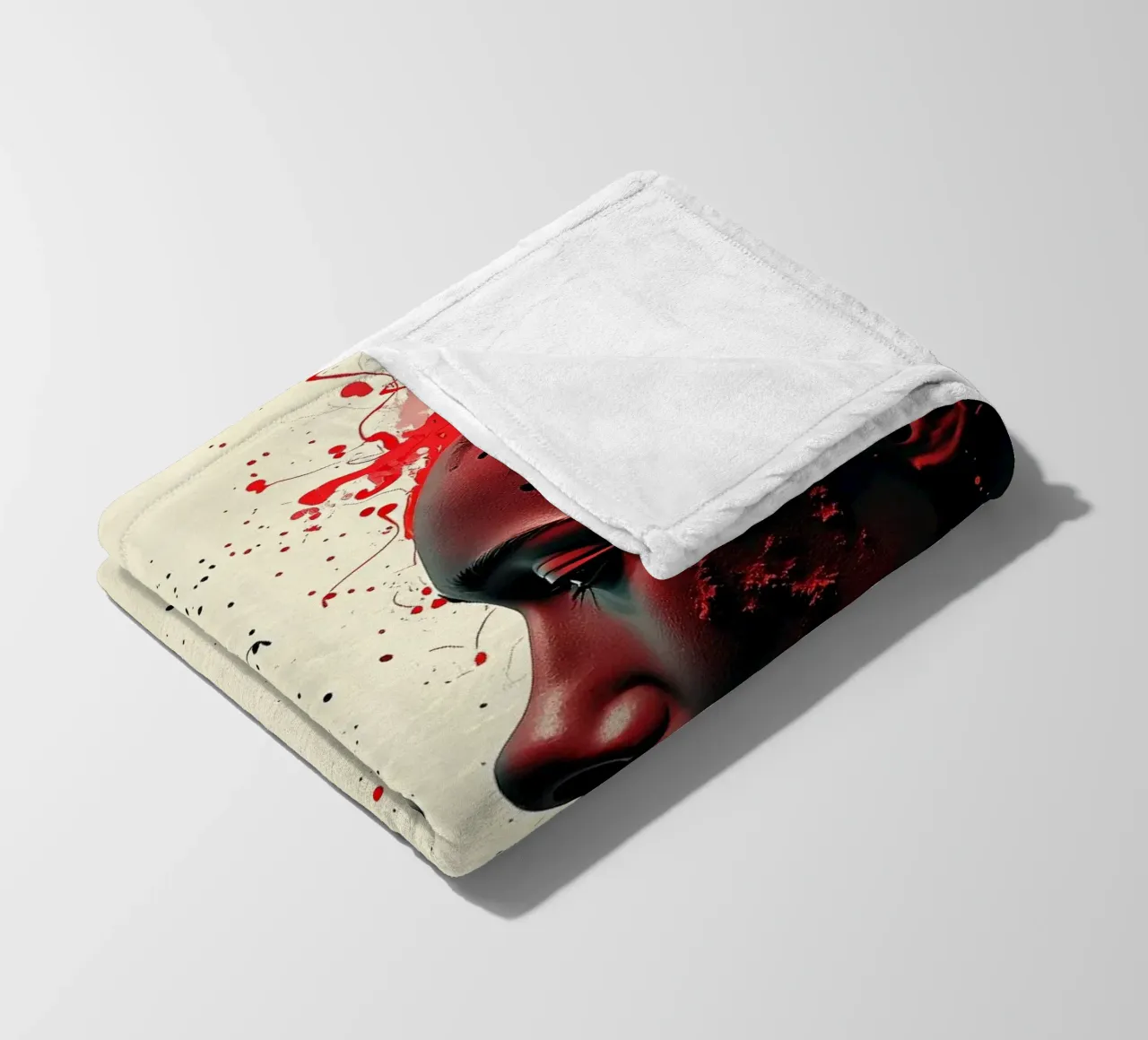 Immagine_specchio_rosso_7 coperta in pile da AI-Portraits by LK