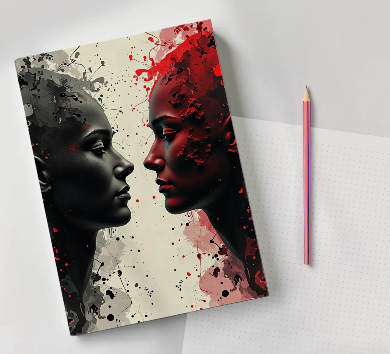 Mirror_image_red_7 notebook by AI-Portraits by LK