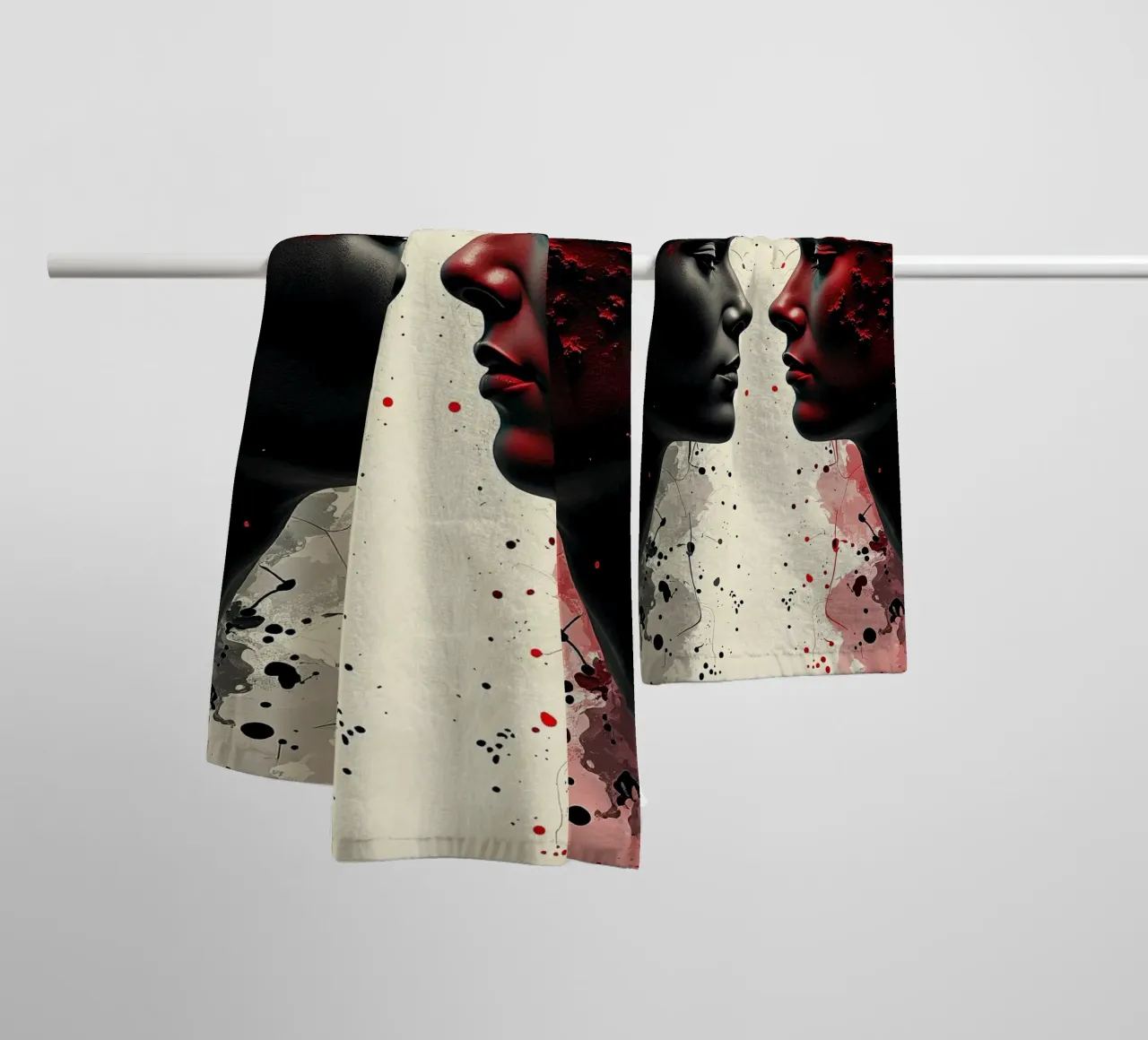 Mirror_image_red_7 towel by AI-Portraits by LK