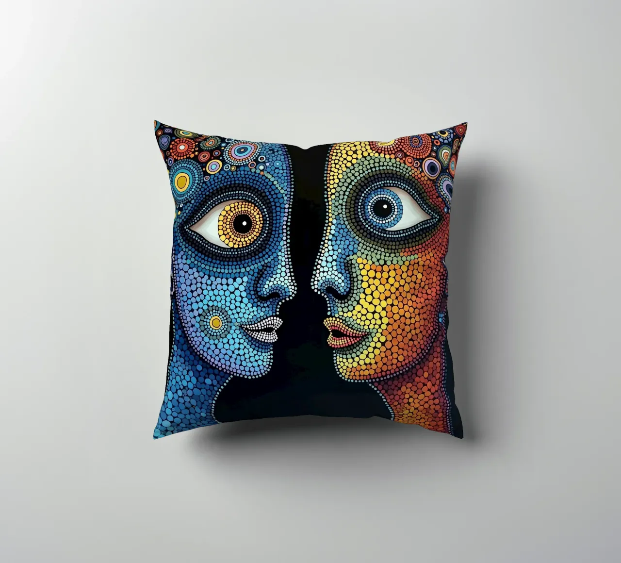 Specchio_1_Stile Hundertwasser cuscino da AI-Portraits by LK