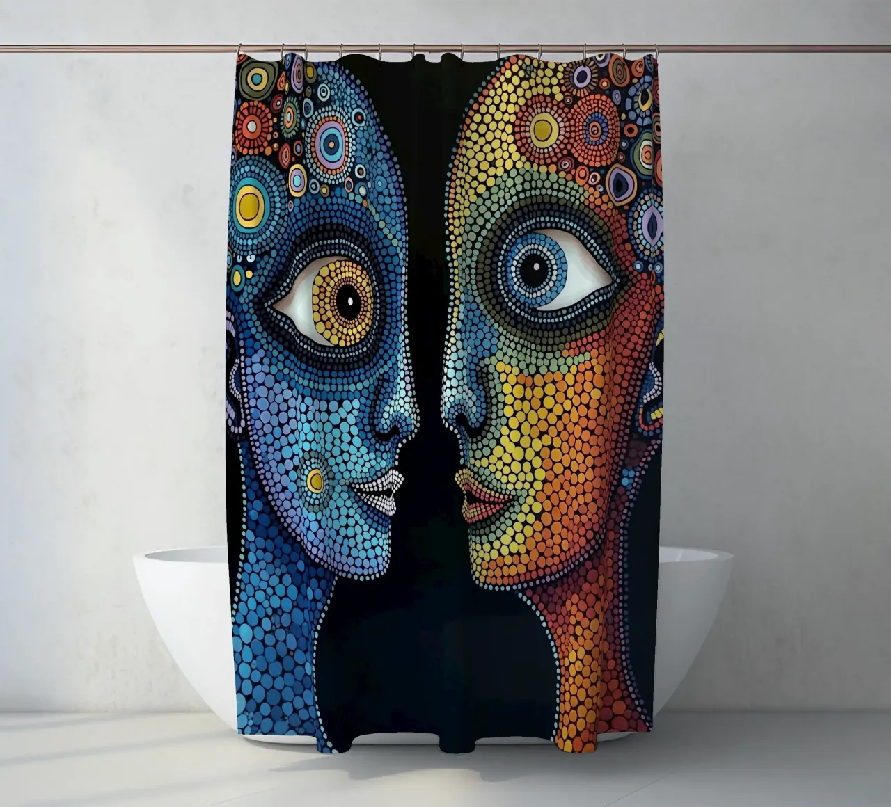 Specchio_1_Stile Hundertwasser tenda da doccia da AI-Portraits by LK
