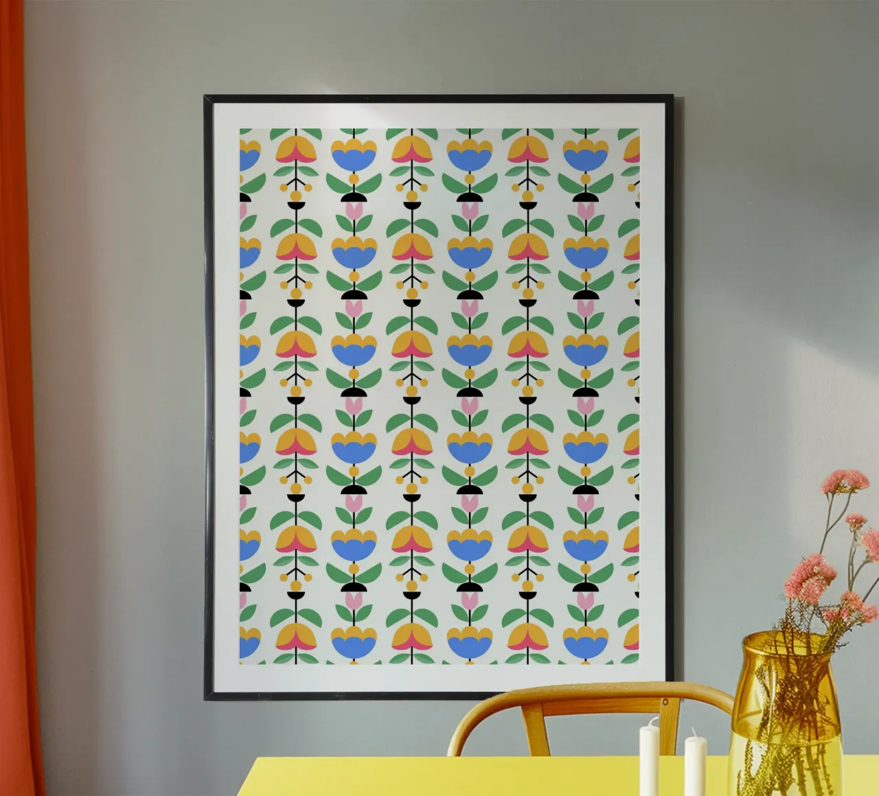 Schema ripetitivo 39 poster con telaio in legno da Little Dean