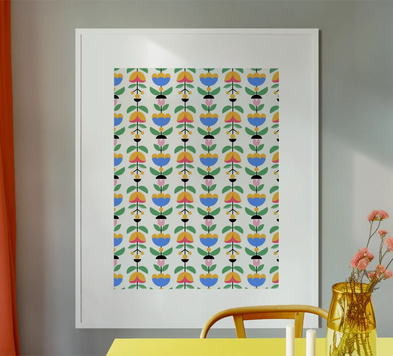 Schema ripetitivo 39 poster con telaio in legno da Little Dean