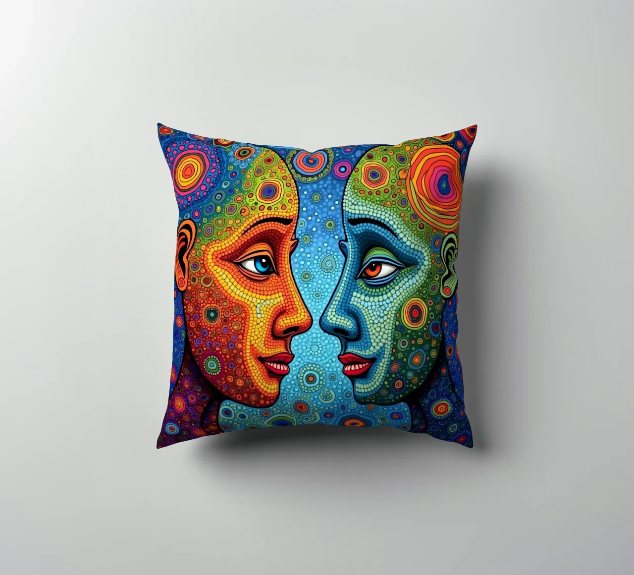 Specchio_2_Stile Hundertwasser cuscino da AI-Portraits by LK