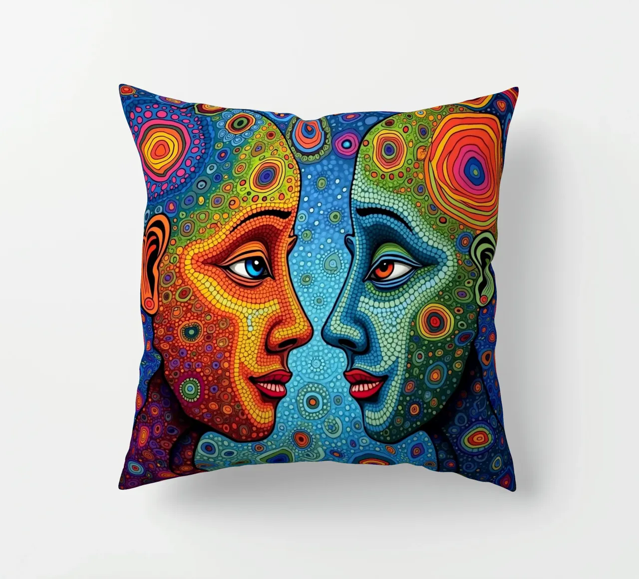 Specchio_2_Stile Hundertwasser cuscino da AI-Portraits by LK