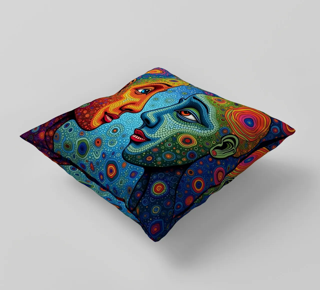 Specchio_2_Stile Hundertwasser cuscino da AI-Portraits by LK