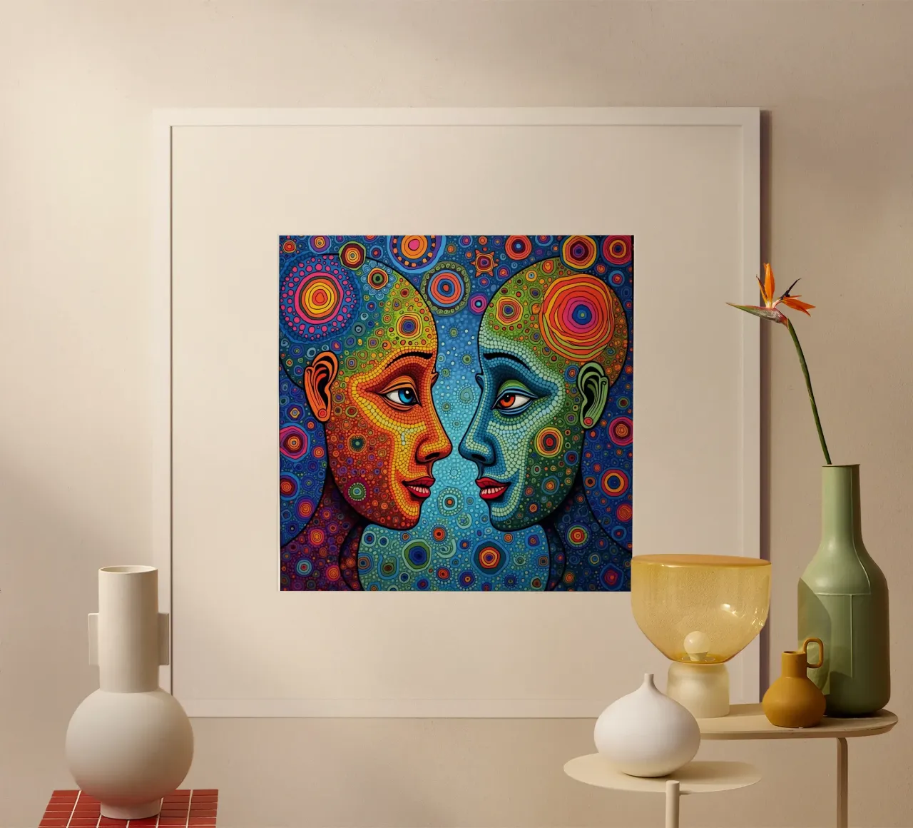 Espejo_2_Estilo Hundertwasser poster con marco de aluminio de AI-Portraits by LK