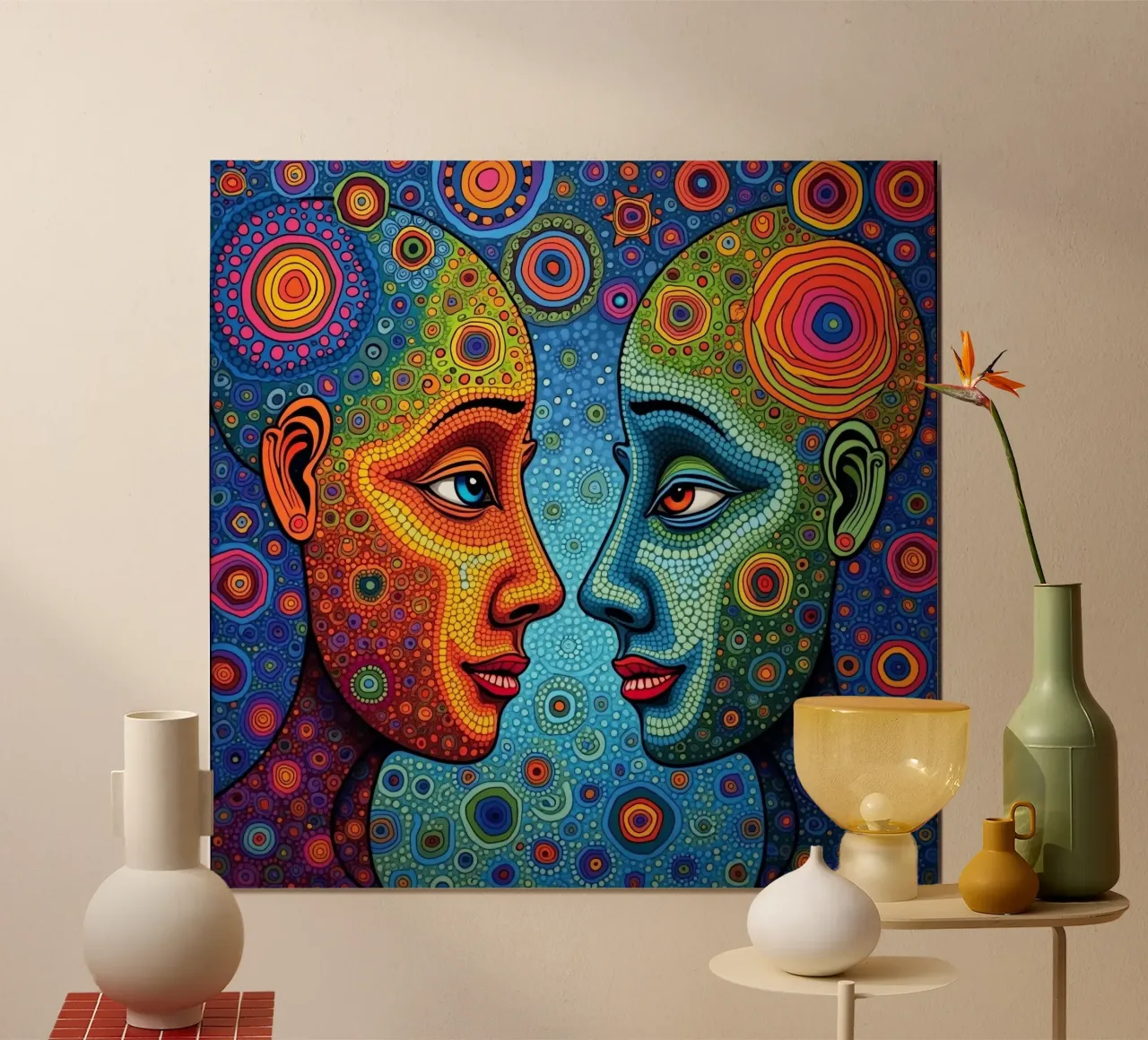 Espejo_2_Estilo Hundertwasser poster con marco de aluminio de AI-Portraits by LK