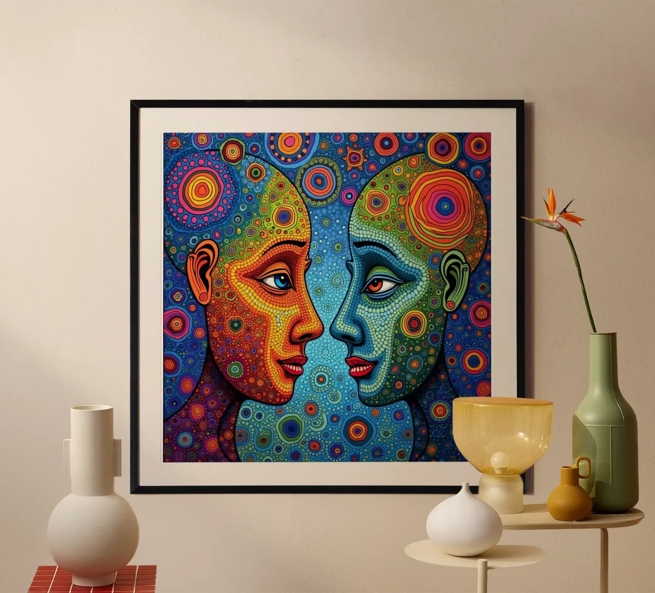 Espejo_2_Estilo Hundertwasser poster con marco de aluminio de AI-Portraits by LK