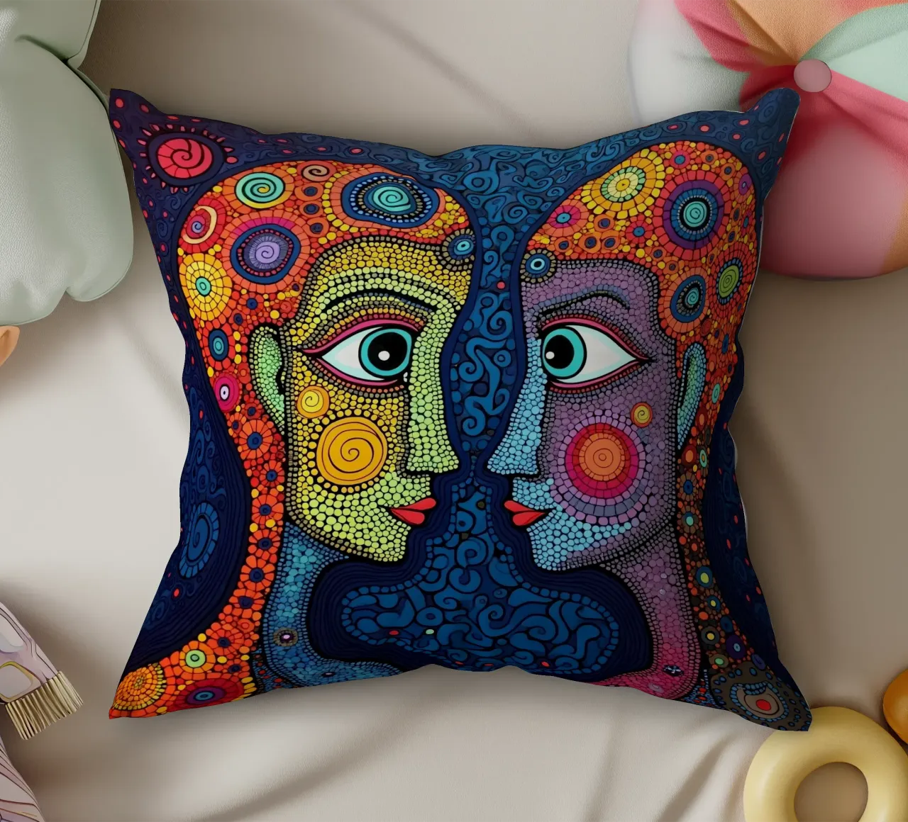 Specchio_3_Stile Hundertwasser cuscino da AI-Portraits by LK