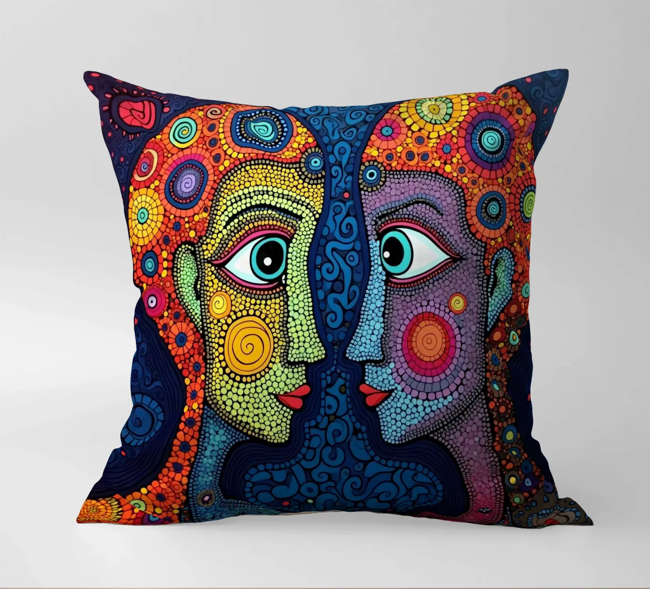 Specchio_3_Stile Hundertwasser cuscino da AI-Portraits by LK