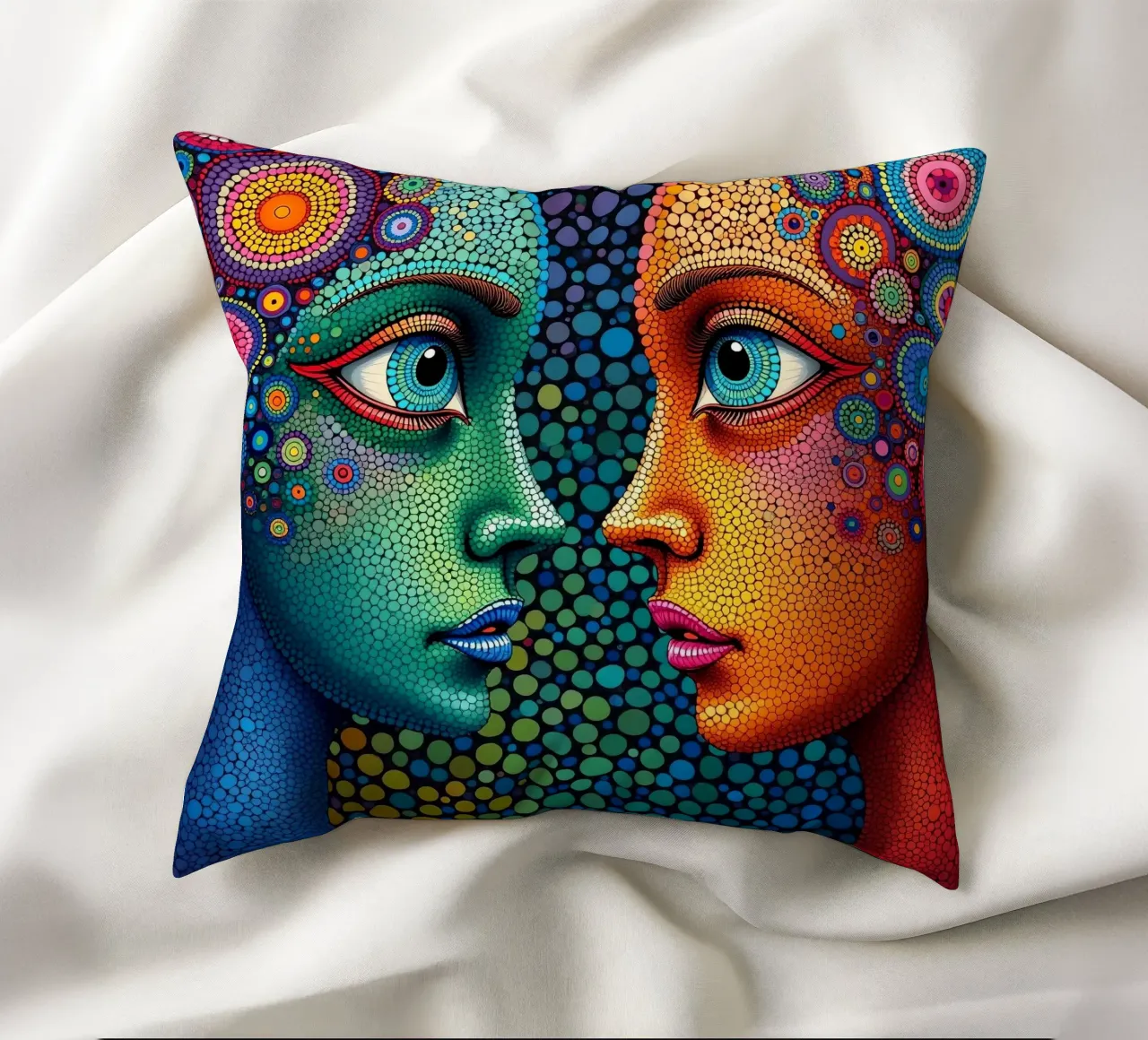 Specchio_5_Stile Hundertwasser cuscino da AI-Portraits by LK