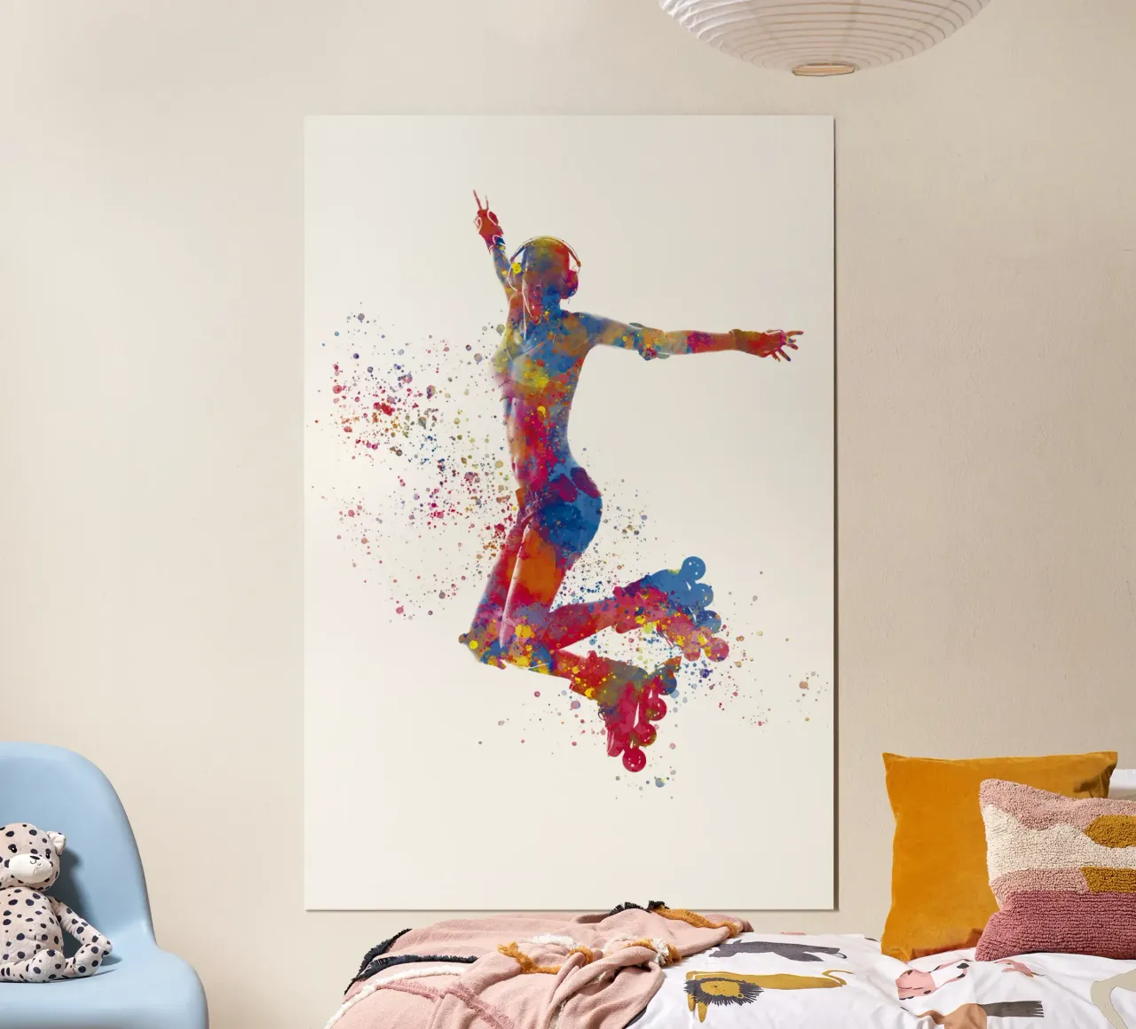 Pattinatore ad acquerello poster con telaio in plastica da ⚽ Sports Pulse
