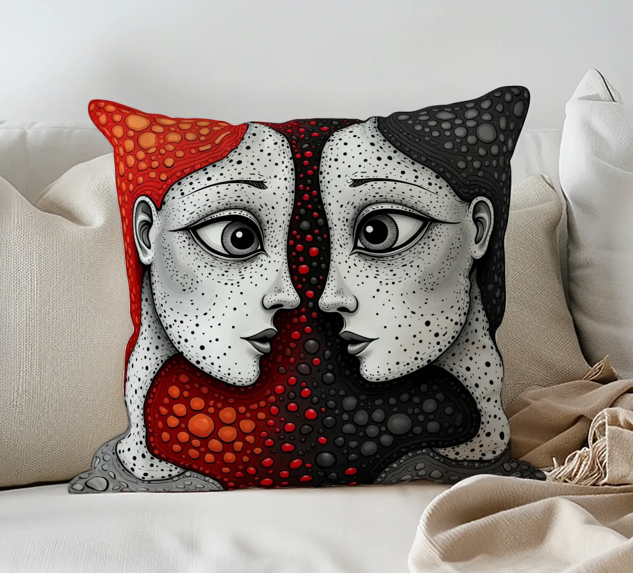 Specchio_6_Stile Hundertwasser cuscino da AI-Portraits by LK