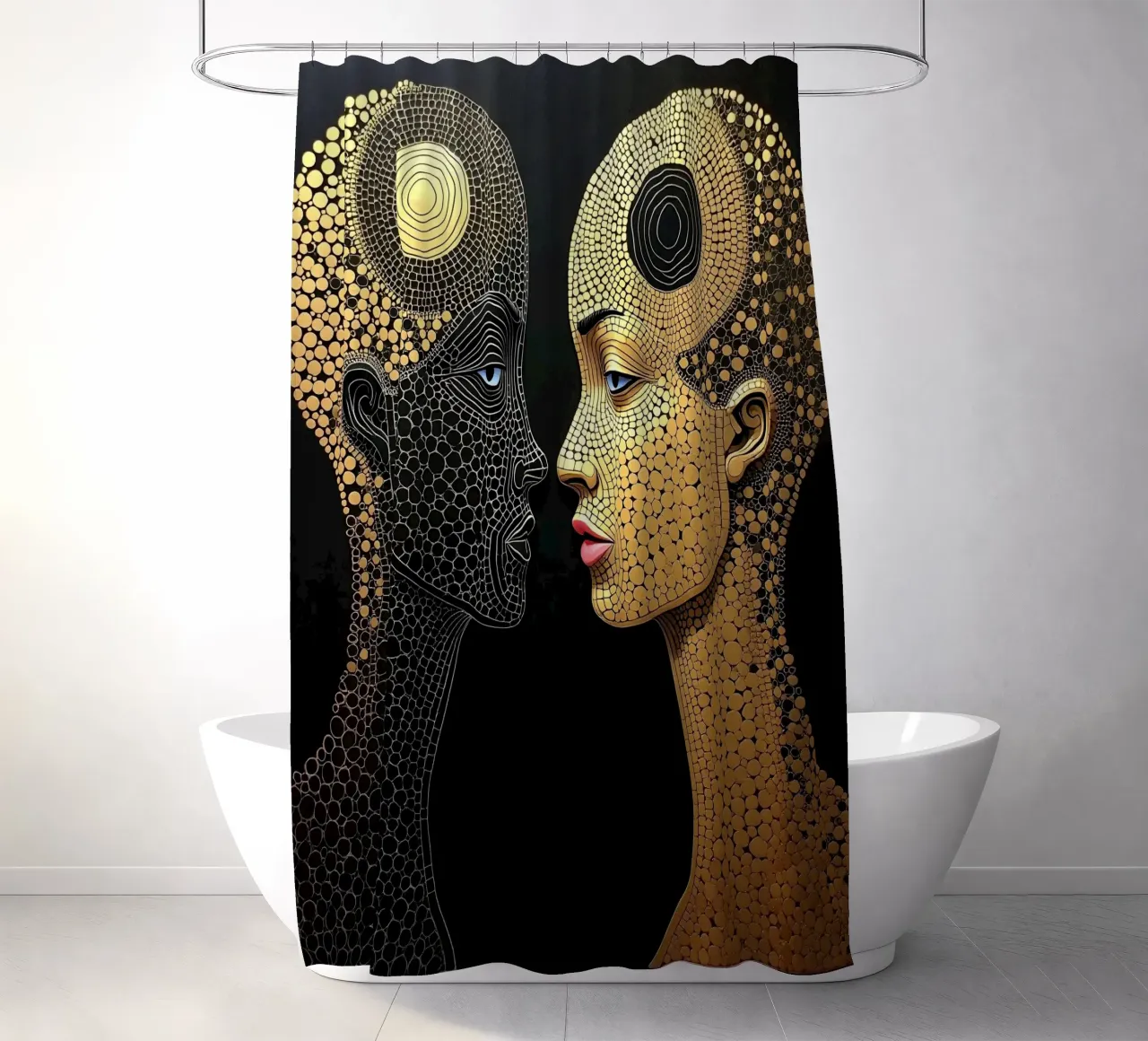 Specchio_7_Stile Hundertwasser tenda da doccia da AI-Portraits by LK