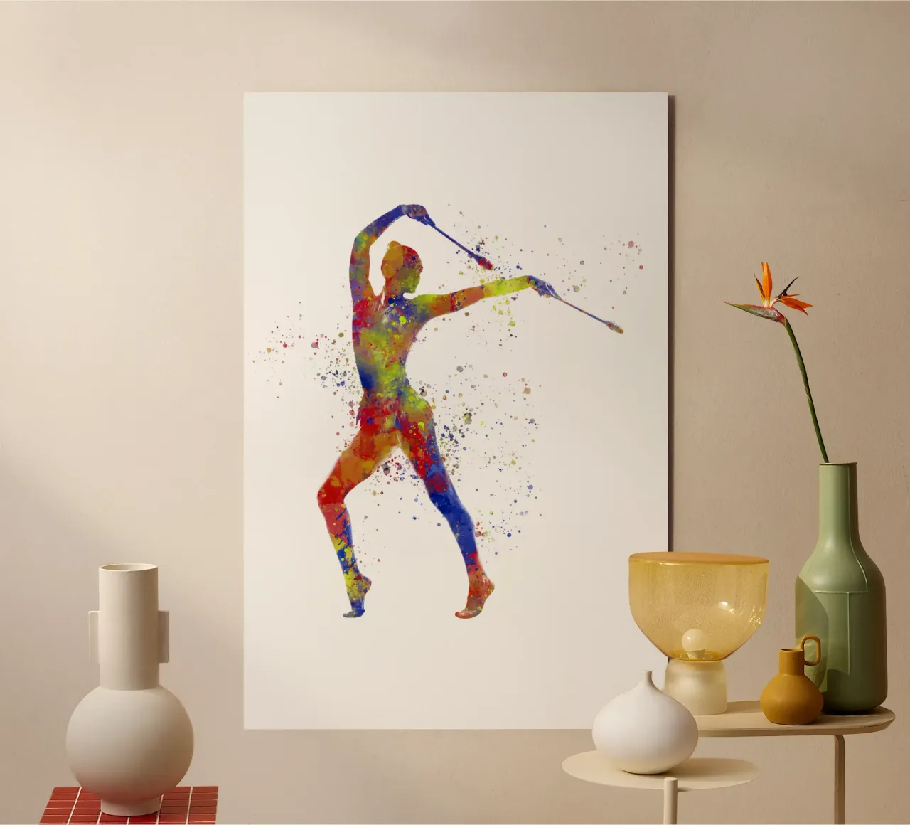 Ginnastica ritmica in acquerello alluminio dibond da ⚽ Sports Pulse