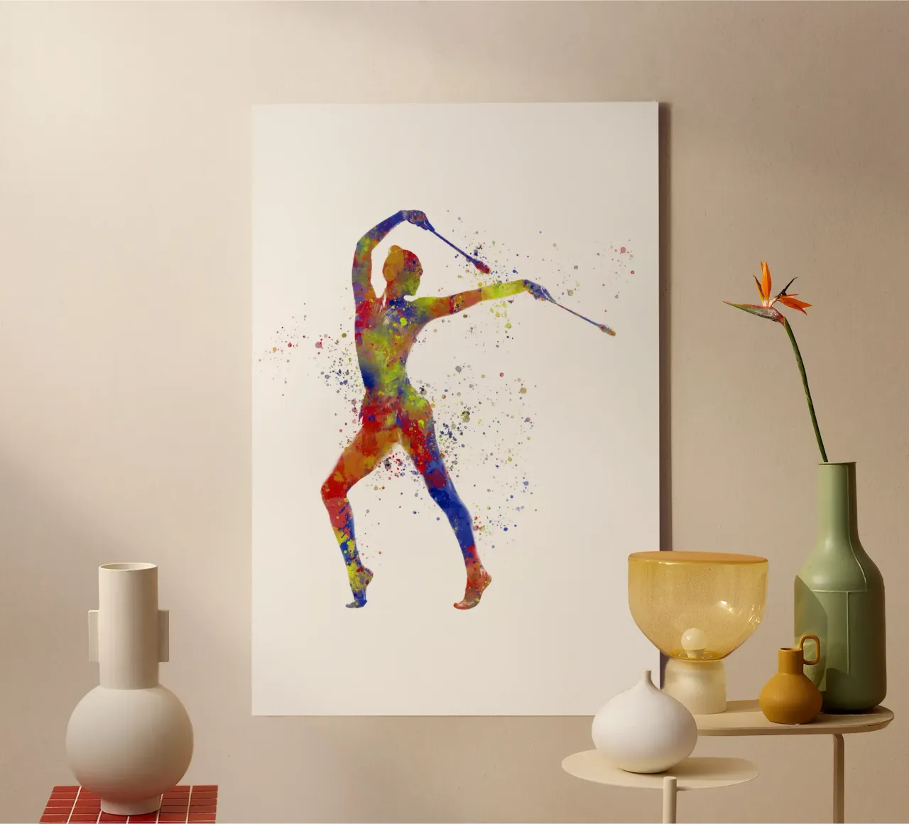Ginnastica ritmica in acquerello tela con Cornice a cassetta da ⚽ Sports Pulse