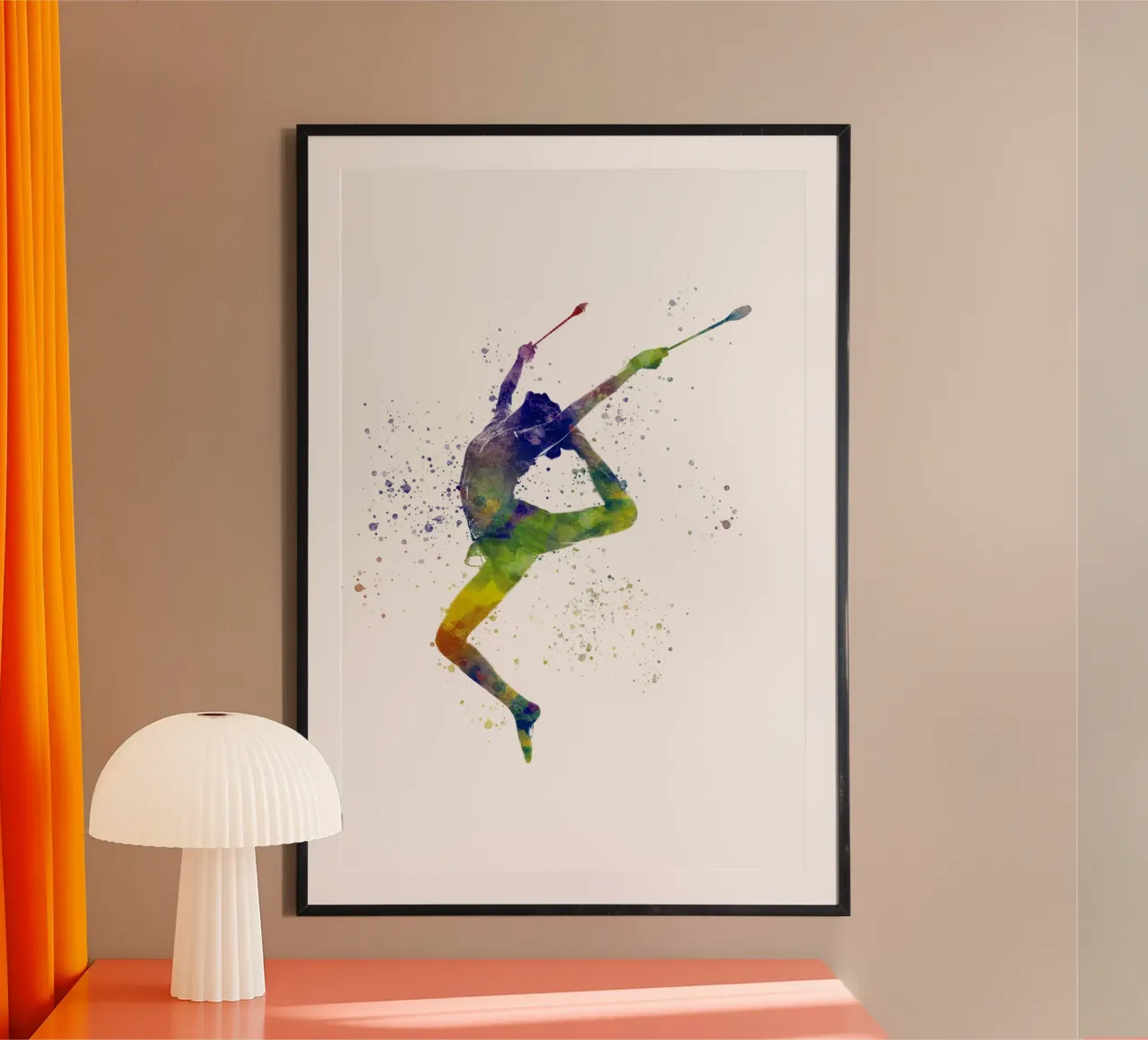 Ginnastica ritmica in acquerello poster con telaio in alluminio da ⚽ Sports Pulse
