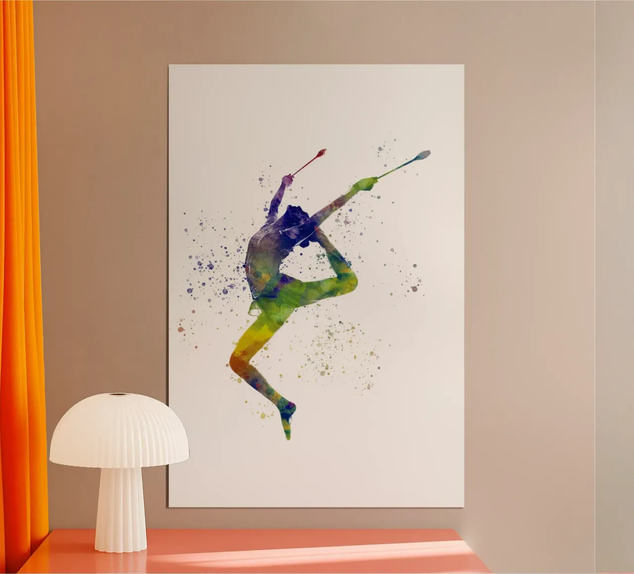 Ginnastica ritmica in acquerello poster con telaio in alluminio da ⚽ Sports Pulse