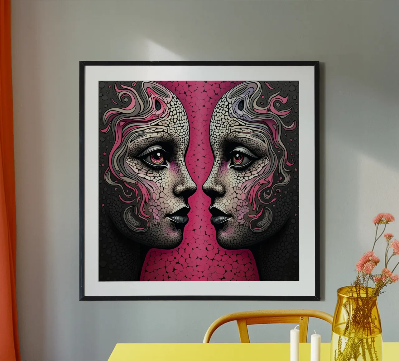 Espejo_8_Estilo Hundertwasser poster con marco de aluminio de AI-Portraits by LK